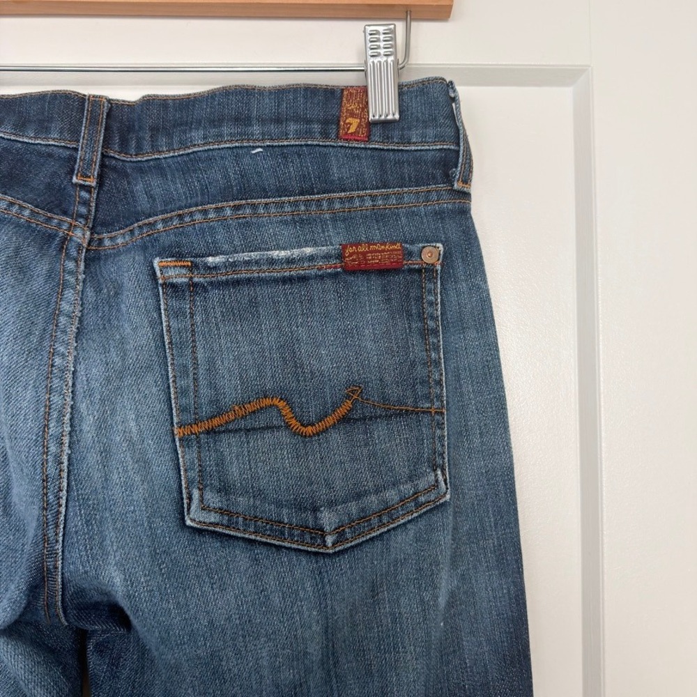 7 For All Mankind Bootcut Jeans Dark Wash Stretch Denim Size 28 Squiggle Pocket